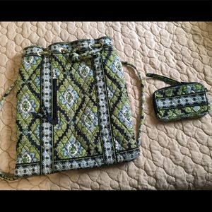 Vera Bradley drawstring bag with matching wristlet